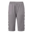 thumbnail image 4 of OSOLU Women Fashion Solid Color High Waist Pocket Button Casual Capri Pants Trousers Everyday Comfort Versatile Workout Training Joggers Bottoms, 4 of 5
