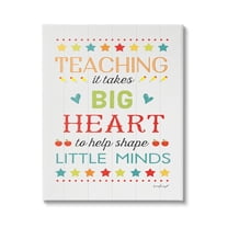 Stupell Big Heart Shapes Little Minds Teaching Inspirational Painting Gallery Wrapped Canvas Print Wall Art