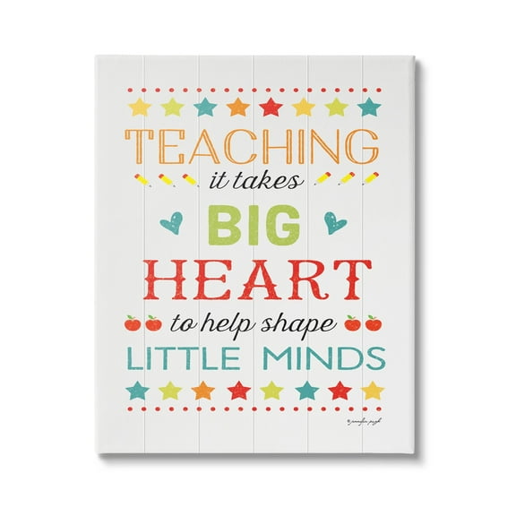 Stupell Big Heart Shapes Little Minds Teaching Inspirational Painting Gallery Wrapped Canvas Print Wall Art