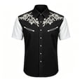 thumbnail image 3 of KHONTS Western Cowboy Shirts for Boys Kids Collared Button down Short Sleeve Tops Summer Vacation Tees,Size 6-15 Years Black XS, 3 of 4
