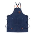 thumbnail image 3 of Abbracc Canvas Apron Kitchen Apron Adjustable Heavy Duty for Men with Large Pockets Work Blue, 3 of 9