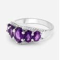 thumbnail image 3 of Five Stone Oval Shape Amethyst Gemstone 925 Sterling Silver Ring Cluster Valentines Day Gifts Ring, 3 of 3