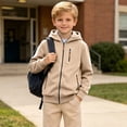 thumbnail image 3 of fatyb Boys Zip up Hoodies Casual Long Sleeve Hooded Sweatshirt Kids Fleece Lined Jacket Outdoor Wear, 3 of 7