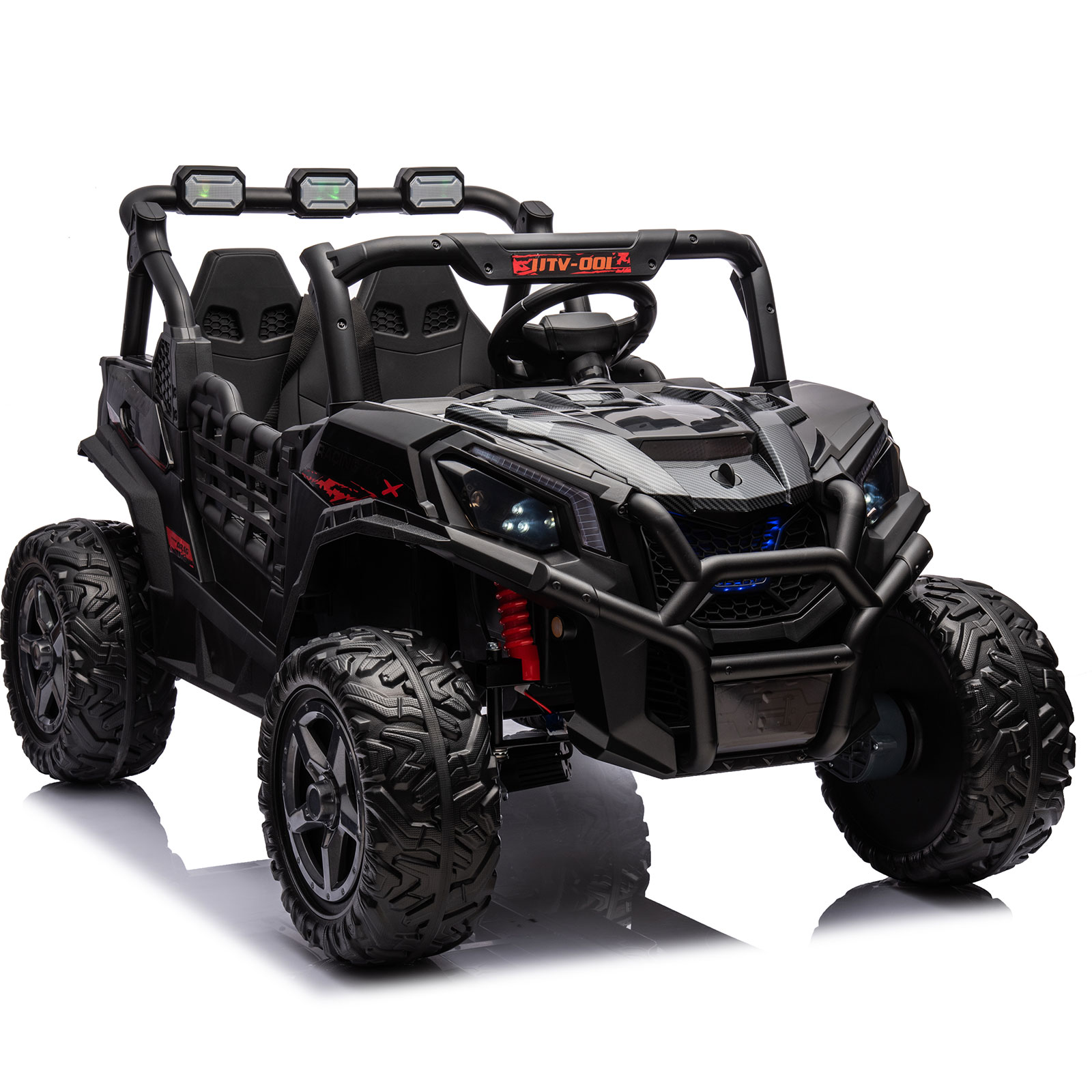 Funcid 24 Volt 2-Seater Ride on Toys, Ride on Cars with Remote Control, Metal Frame, 2 XL Electric Car for Kids, Power Car Wheels, UTV w/ Bluetooth, Music, 3 Speeds, Spring Suspension, Black