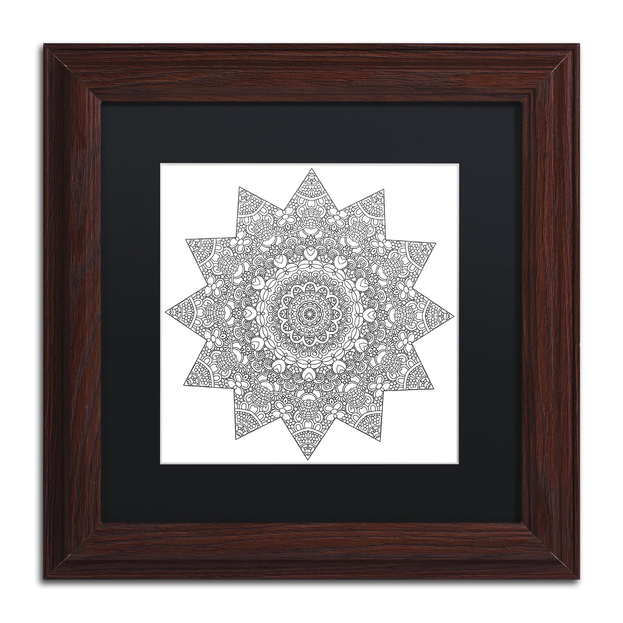 Trademark Fine Art "Sunny Day Mandala" Canvas Art by Kathy G. Ahrens, Black Matte, Wood Frame