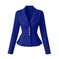 thumbnail image 6 of Chiccall Fitted Waist Long Sleeve Blazer Jacket for Women Solid Notched Collar Button Open Front Peplum Suit Coat with Pockets, 6 of 6