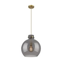 Innovations Lighting  Newton Sphere - 1 Light 14" Cord Hung Pendant Brushed Brass/Plated Smoke