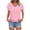 Pink, variant on yillto Women's Casual V Neck T Shirts Summer Cap Short Sleeve Fashion Loose Solid Color Tops Tee