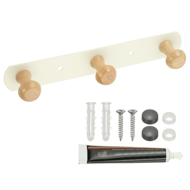 Perchero de pared de 7.9 pulgadas, ganchos adhesivos montados en la entrada con 3 ganchos para colgar ropa, toalla, sombrero, llave, bolsas, blanco