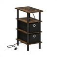 thumbnail image 2 of Furinno Turn-N-Tube 4-Tier Side Table, End Table, Nightstand with Bin Drawers, USB and Type-C Charging Port, Amber Pine/Black/Black, 2 of 7