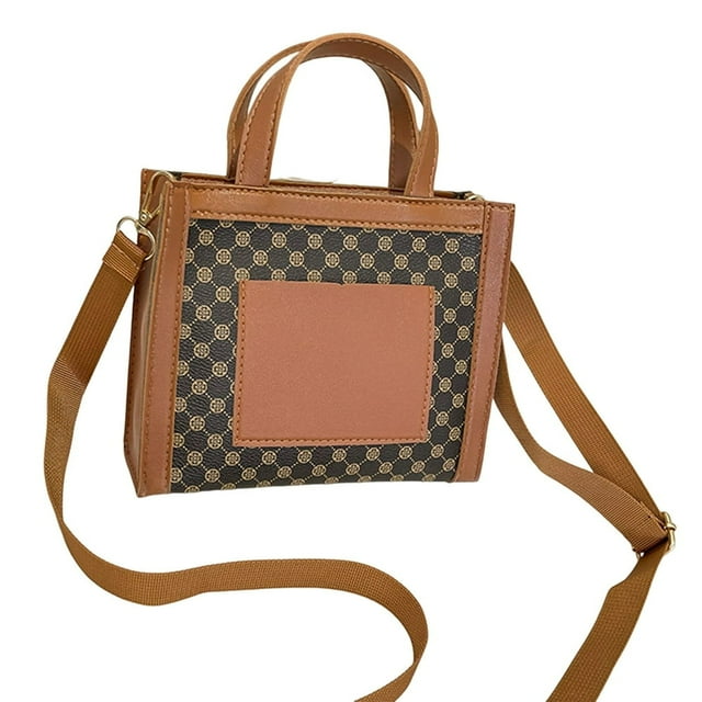 Women Handbag Large Capacity Contrast Color Buckle Closure Portable Handle Detachable Strap Daily Collocation Multi Purpose Women Faux Leather Tote Purpose Handbag Fashion Accessories