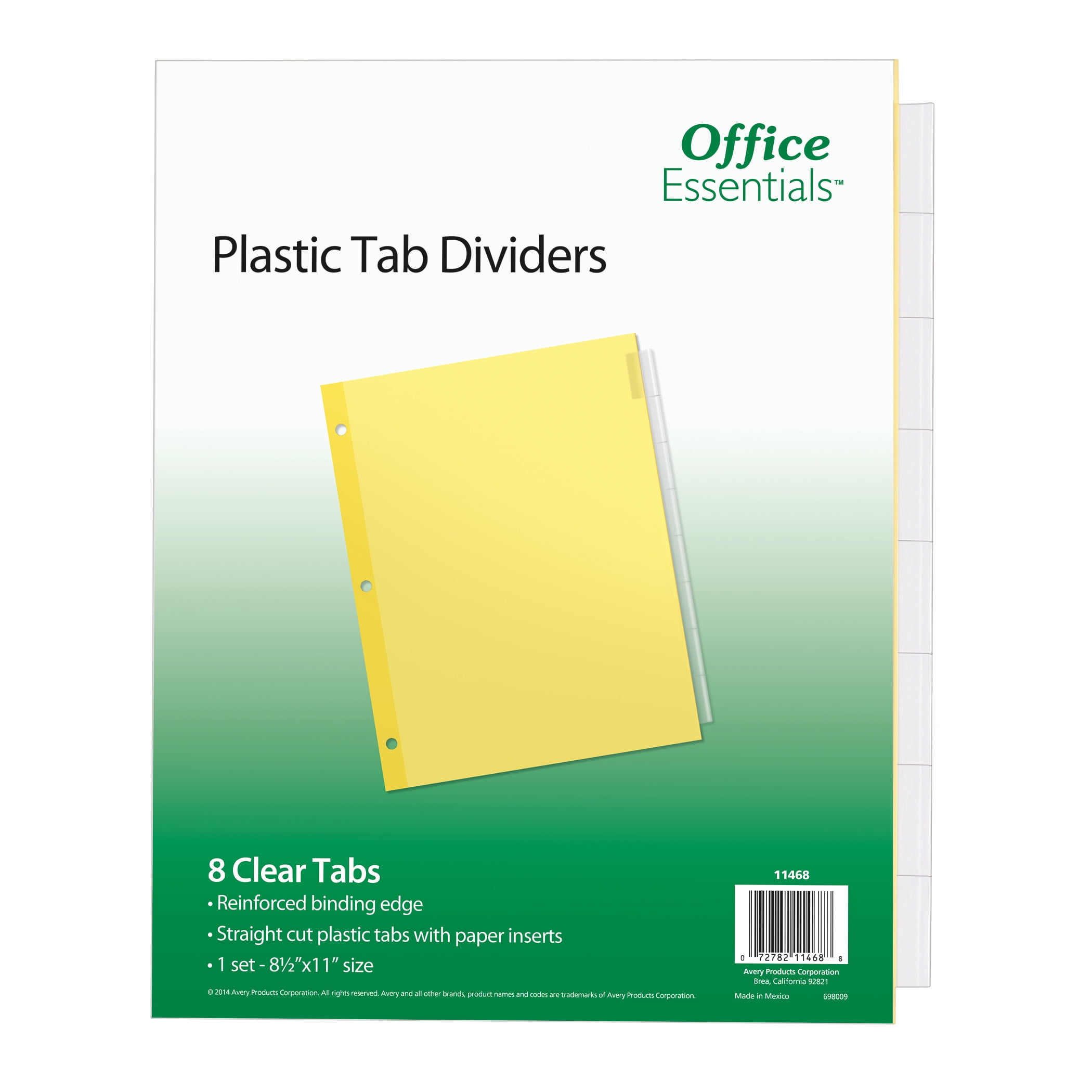 Office Essentials Insertable Dividers, 8 Tab, Clear, 1 Set (11468