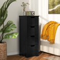 thumbnail image 5 of LOKO Floor Storage Cabinet with 4 Drawers, Bathroom Cabinet with Anti-toppling Device, Multifunctional Floor Cabinet for Bathroom, Living Room, Kitchen, 12 x 12 x 32 inches (Black), 5 of 18