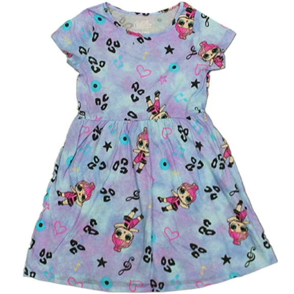 L.O.L. Surprise Big Girl's Blue Tie Dye Short Sleeve Dress (Large 10-12)