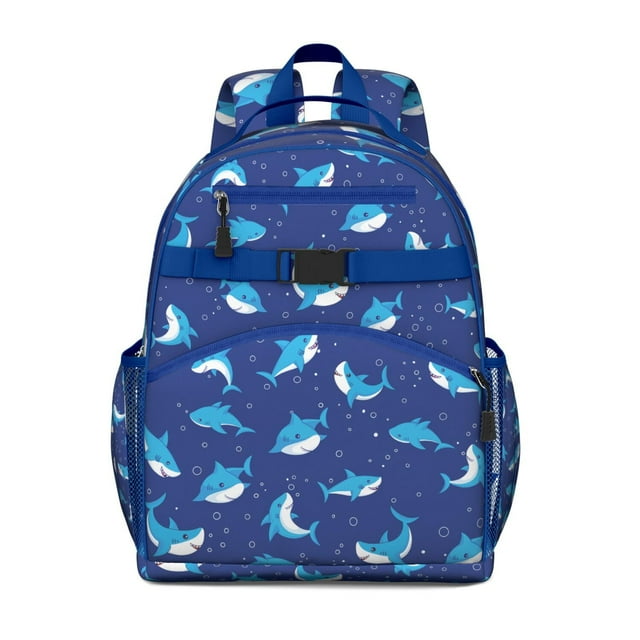 Nautical Underwater Marine Life Students Backpack With Dolphin, Shark, Whale Ocean Tropical Sea Abstract Funny Pattern