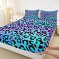 thumbnail image 3 of jejeloiu Leopard Print Full Size Sheets,Abstract Cheetah Pattern Bed Sheets,Purple Blue Ombre Sheet Sets For Men Women,Breathable Home Decor,4-Piece, 3 of 7