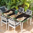 thumbnail image 2 of Easter Bunny Table Cloths for 4 Foot Rectangle Tables, Spring Daisy Botanical Leaves Brown Wood Patio Waterproof Elastic Fitted Tablecloths, Washable Rectangular Table Cover for Camping, 2 of 8