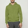 thumbnail image 2 of ZQUUVOU Men's Fall Jacket Solid Color Zip Up Hoodie Jacket with Front Zipper and Pockets for Athletic Streetwear Olive Green, 2 of 7