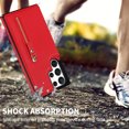 thumbnail image 5 of Crossbody Wallet Case for Samsung Galaxy S24 Ultra with RFID Blocking Card Slot Holder, Magnetic Flip Folio Purse Case, Premium PU Leather Zipper Handbag with Detachable Lanyard Strap, Red, 5 of 10
