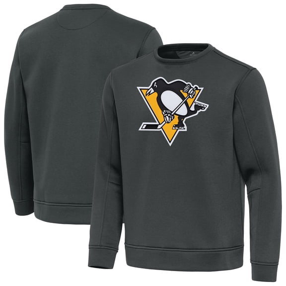 Men's Antigua Pewter Pittsburgh Penguins Relevant Lightweight Pullover Sweatshirt