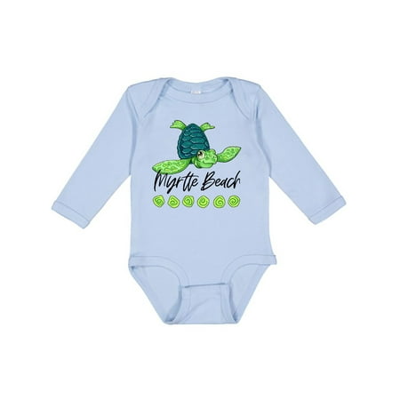 

Inktastic Myrtle Beach Cute Smiling Sea Turtle Gift Baby Boy or Baby Girl Long Sleeve Bodysuit