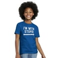 thumbnail image 4 of I'm With Stupid Classic Rude Insult Crewneck T Shirts Boy Girl Teen Brisco Brands XS, 4 of 6