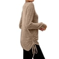 thumbnail image 5 of ZXSXSY Women V Neck Ruched Drawstring Long Seeve Solid Color Top, 5 of 7