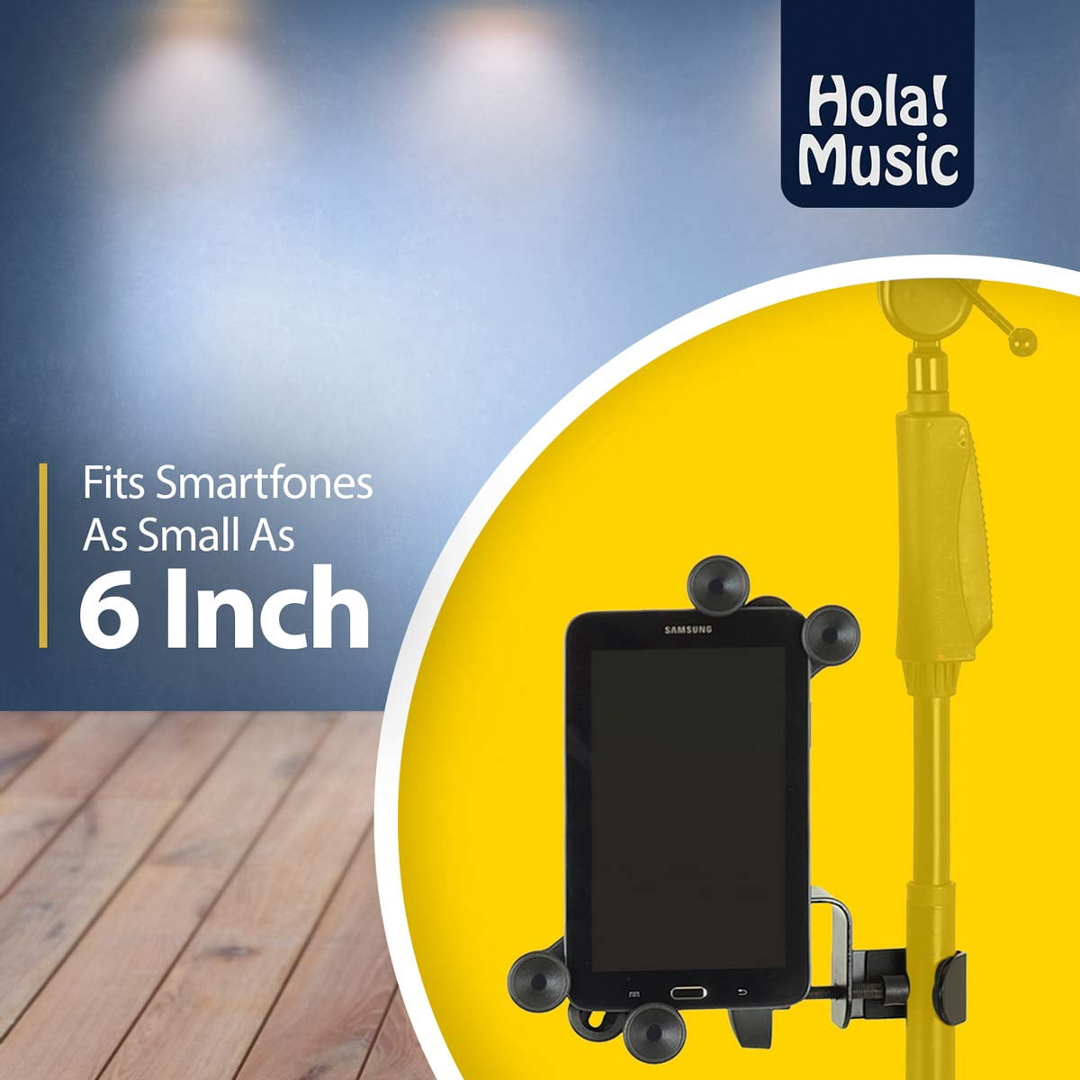 Hola! Music HM-MTH Microphone Music Stand iPad Tablet Smartphone Holder Mount, Fits Devices from 6 to 15 Inch