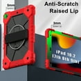 thumbnail image 4 of Shockproof Case for Apple iPad 9th 8th 7th Generation 10.2", Hybrid Rugged Shockproof Rotating Kickstand Hand Strap Detachable Shoulder Strap Kids Friendly Cover for iPad 10.2" 2021/2020/2019,Red, 4 of 8