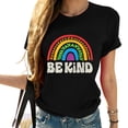 thumbnail image 1 of Camiseta Retro Vintage de Orgullo LGBT con Bandera Arcoíris y Mensaje "Be Kind" para Mujer Talla 2XL Negra, 1 of 5
