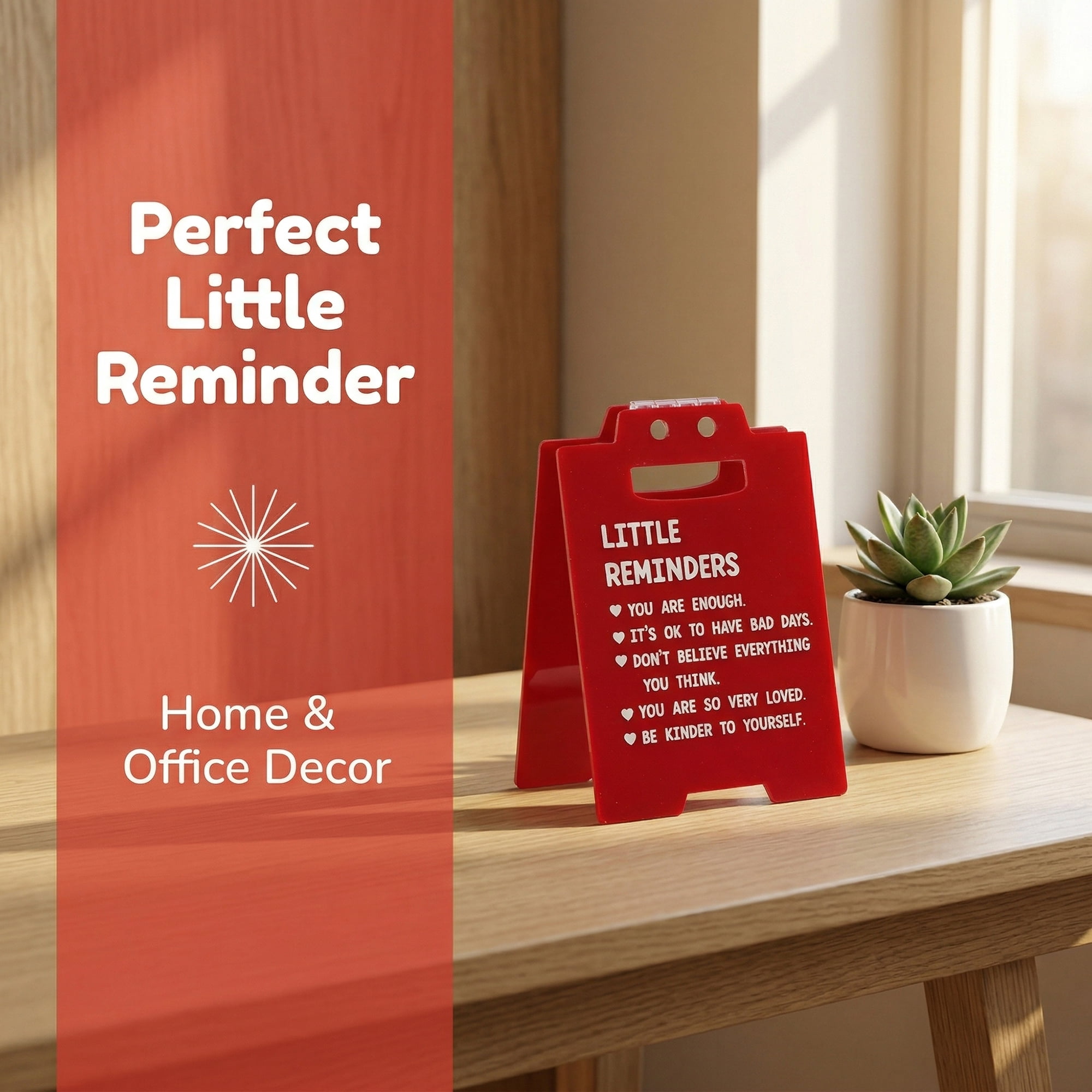 Unique Bargains Extra Stable Acrylic Desk Sign Gift Keepsake Block Red Style B 5.0in