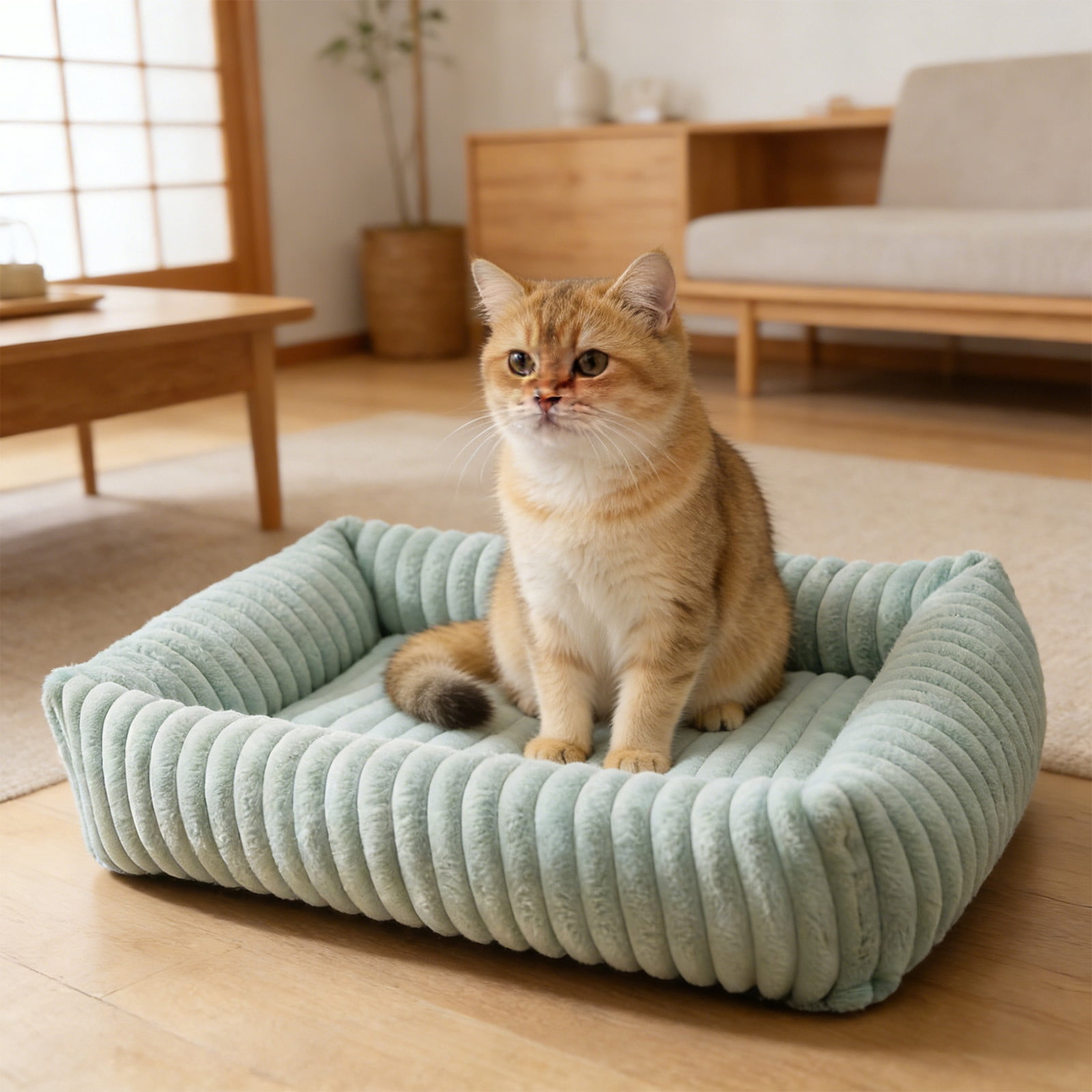 Orthopedic Dog Bed Plush Pet Sofa Bed Warm Crate Pad, Cozy Dog Cat Bed for Small Medium Large Dogs, Thick Cushion Washable Kennel Mat Non Slip Sleeping Bed Durable Comfort