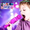 thumbnail image 5 of MINKUROW Wireless Bluetooth Karaoke Microphone for Kids,5-in-1 Portable Handheld Karaoke Mic Speaker Player Recorder with LED Lights for Kids Girls Boys Teens Birthday (1818-Hot Pink), 5 of 7
