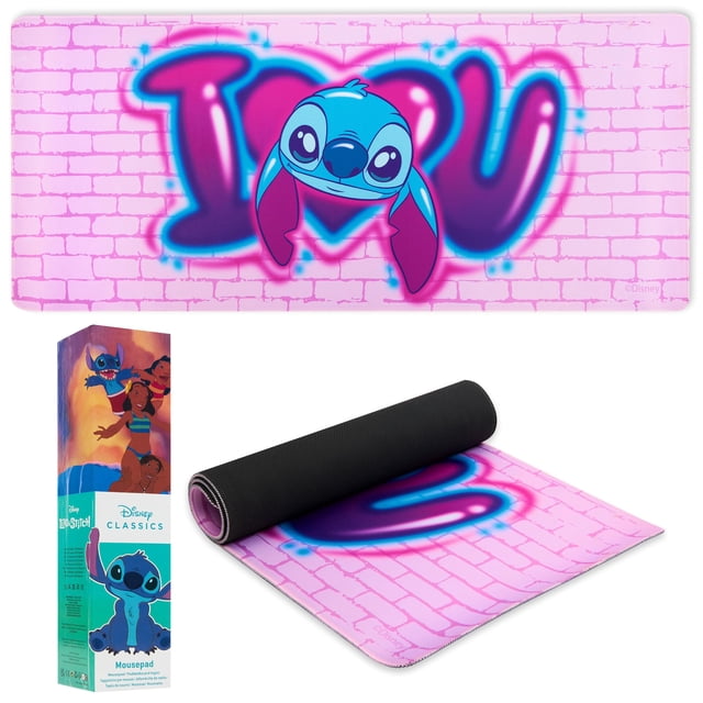 Alfombrilla de escritorio Disney Stitch, tamaño grande, 80 x 36 cm, color rosa