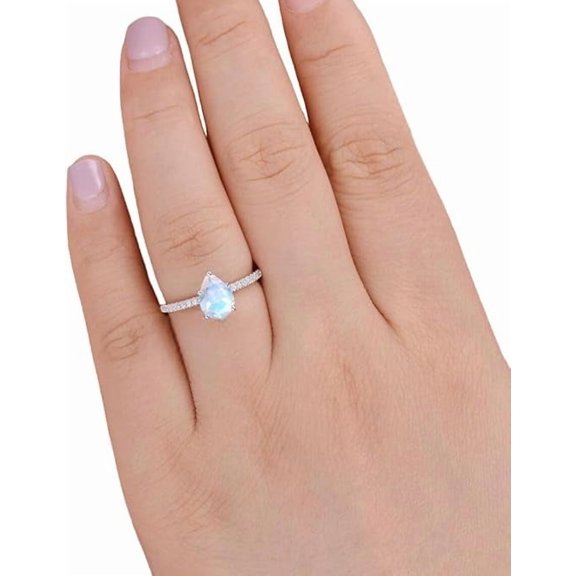 Solitaire Moonstone Ring, Natural Rainbow MoonStone Ring, CZ Ring, June Birthstone, Promise Ring, Women Ring, Gold Micron Ring, Solitaire 925 Sterling Silver, Dainty Ring, Minimal Ring, Statement