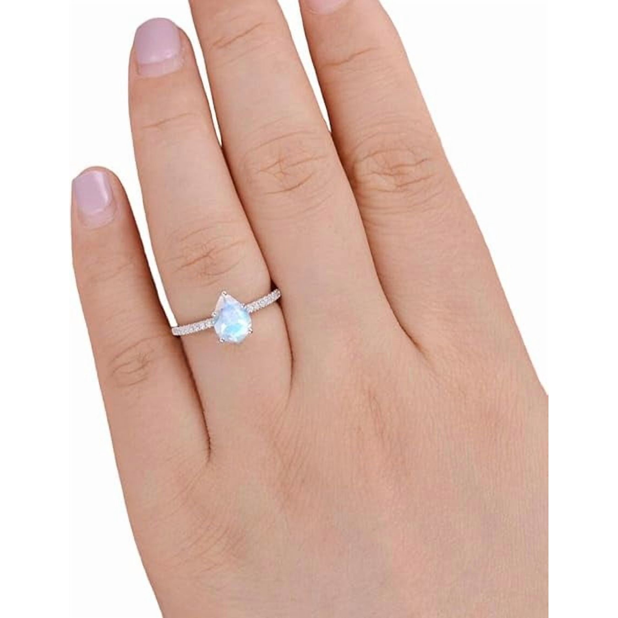 Solitaire Moonstone Ring, Natural Rainbow MoonStone Ring, CZ Ring, June Birthstone, Promise Ring, Women Ring, Gold Micron Ring, Solitaire 925 Sterling Silver, Dainty Ring, Minimal Ring, Statement