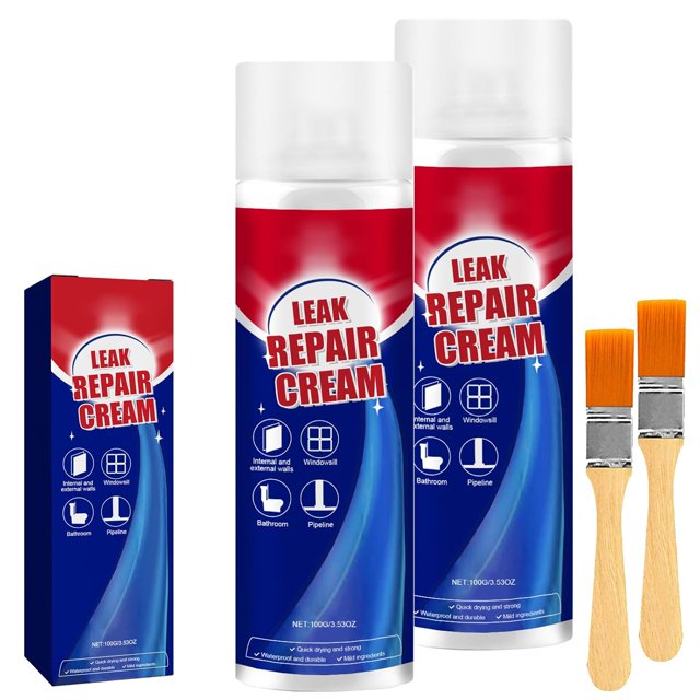Vaporisateur Instantané de Réparation des Fuites, Vaporisateur d'Étanchéité Étanche pour Réparation des Fuites avec Brosse, Revêtement Imperméable Multi‐surface pour Réparation des Fuites Intérieures et Extérieures sur Toitures, Tuyaux et Fissures, Séchage Rapide, Facile à Appliquer