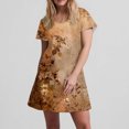 thumbnail image 6 of Dresses for Women Vestido De Verano Para Mujer Plus Size Summer Dresses Women's Fashion Summer Print Short-sleeved V-neck Casual Dress Brown XL, 6 of 8