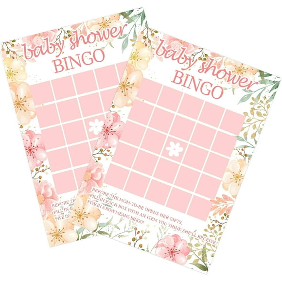 50 Pcs Cartes de Jeu Bingo Baby Shower Printemps Rose Floral Décorations de Jeu Bingo Fournitures de Fête (5x7 Pouces)