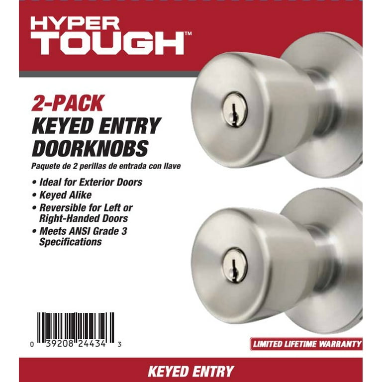 Hyper Tough Keyed Entry Tulip Style Doorknob Twin Pack Stainless Hyper Tough Keyed Entry Tulip Style Doorknob Twin Pack Stainless