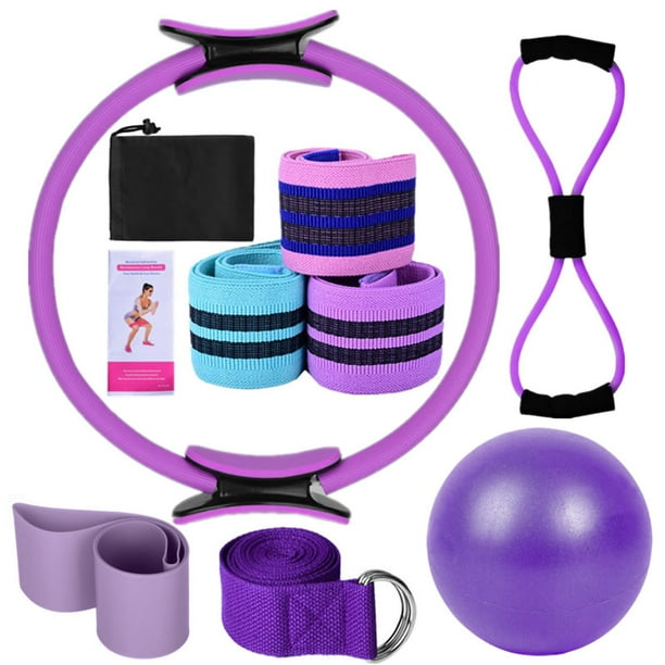Fiudx Set de Yoga, Paquete Completo de Pilates con Aro Mágico, Bandas para Glúteos y Pelota de Yoga de 25 Cm para Estiramientos. Solución de Fitness para El Hogar, Ideal para Todos Los Niveles.