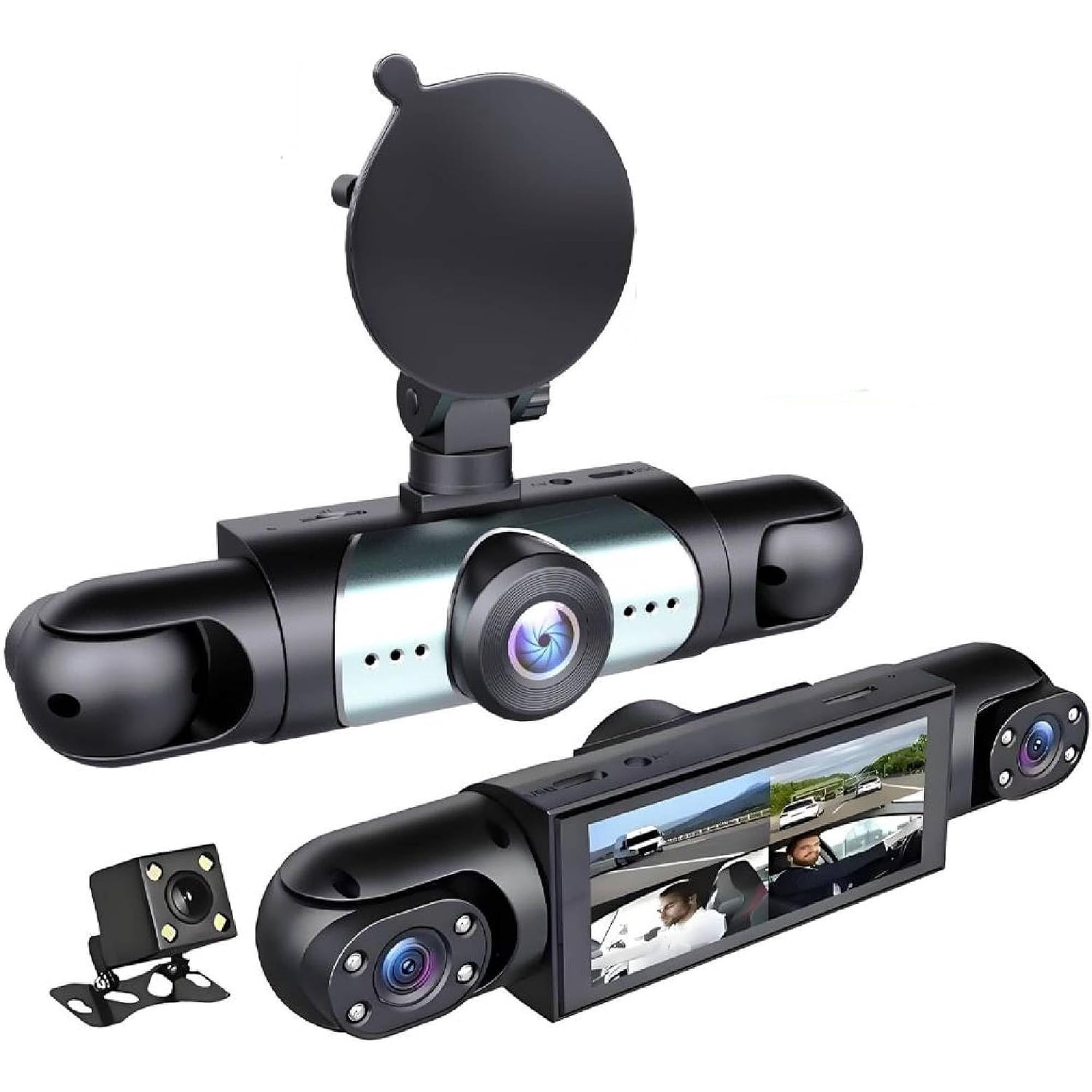Wireless Dash Cam Front and Rear Camera System,360° 4 Channel Dash Cam 1080p Full View Car Dashcam System,Night Vision,Loop Recording,Parking Monitor,for Taxi,Fleet,Family Vehicles