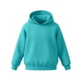 thumbnail image 4 of Afuyipoi Kids Solid Color Long Sleeve Hooded Sweatshirt With Pocket 100% Cotton Size 2-14 Years Sky Blue Size 13, 4 of 8