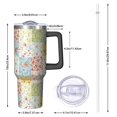 thumbnail image 2 of 40oz Pioneer Flower Floral Print Pattern Insulated Tumbler with Handle, BPA-Free Leak Proof Lid and Straws, Double Wall Vacuum, Hot 12h/Cold 34h, 2 of 6