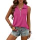 thumbnail image 2 of TaTaai Spring Summer Solid Color Lapel Top for Women Collared Sleeveless V-Neck Vest Loose Fit Ribbed Casual Blouse Comfy Daily Vacation Outfits Gift, 2 of 8