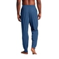 thumbnail image 4 of Men's Solid Pajama Pants Drawstring Elastic Waist Lounge Pants Jogger Ankle Soft Sleep Pants with Side Pockets ,XL,Blue, 4 of 9