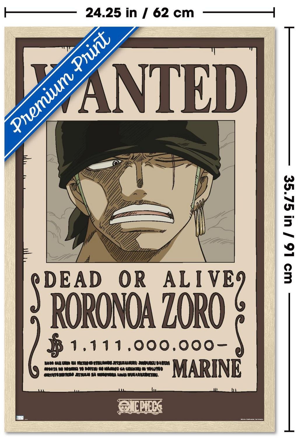 One Piece - Roronoa Zoro Wanted Poster Wall Poster