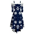 thumbnail image 4 of Women Christmas Outfit Elegant Holiday Party Dress For Festive Dinner Evening Gala Celebration Comfortable Flowy Design Blue 3XL, 4 of 5