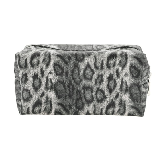 Unique Bargains 1 Pc Rectangular Leopard Makeup Bag Black PU