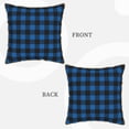 thumbnail image 3 of Xecao Blue Black Plaid Print Soft Velvet Decorative Throw Pillow Covers, Square Cushion Cases for Bed, Sofa, Living Room, Car, and Indoor Outdoor Use-18"x18", 3 of 8